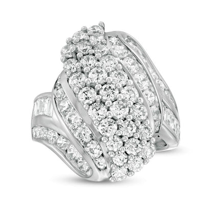 3.0 CT. T.W. Natural Diamond Multi-Row Bypass Ring in Solid 10K White Gold