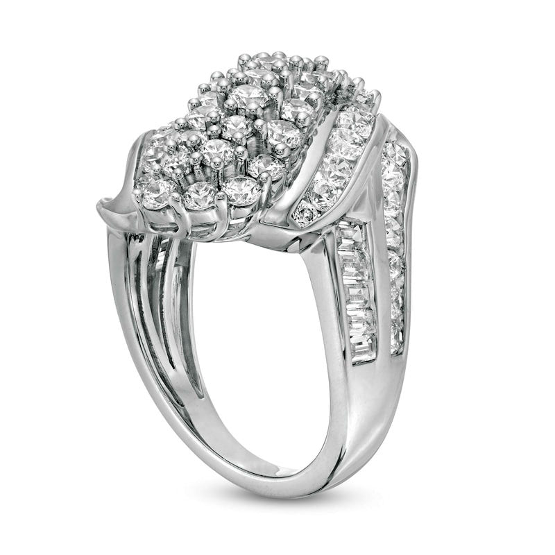 3.0 CT. T.W. Natural Diamond Multi-Row Bypass Ring in Solid 10K White Gold