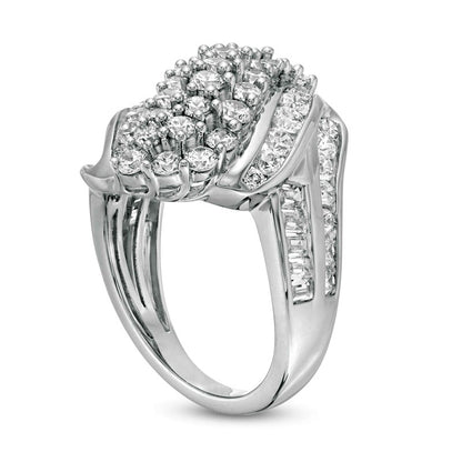 3.0 CT. T.W. Natural Diamond Multi-Row Bypass Ring in Solid 10K White Gold