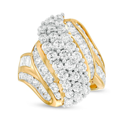3.0 CT. T.W. Natural Diamond Multi-Row Bypass Ring in Solid 10K Yellow Gold