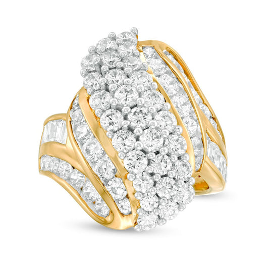 3.0 CT. T.W. Natural Diamond Multi-Row Bypass Ring in Solid 10K Yellow Gold