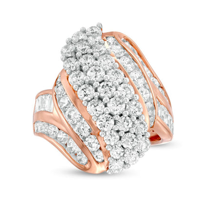 3.0 CT. T.W. Natural Diamond Multi-Row Bypass Ring in Solid 10K Rose Gold