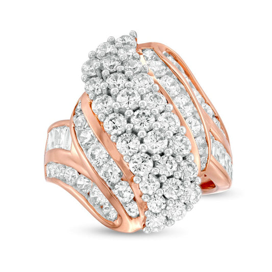 3.0 CT. T.W. Natural Diamond Multi-Row Bypass Ring in Solid 10K Rose Gold