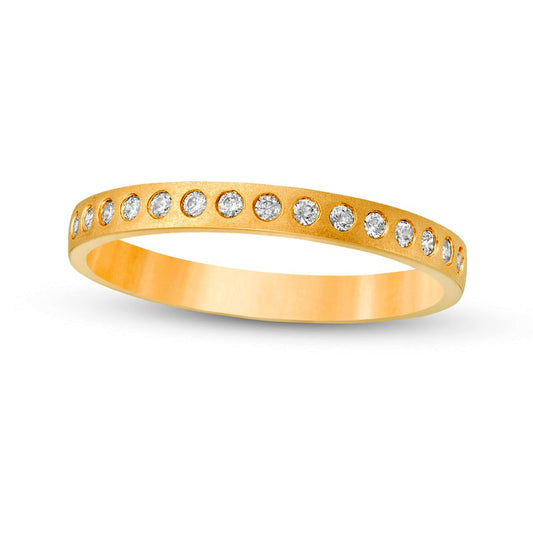 0.17 CT. T.W. Natural Diamond Satin Stackable Anniversary Band in Solid 10K Yellow Gold