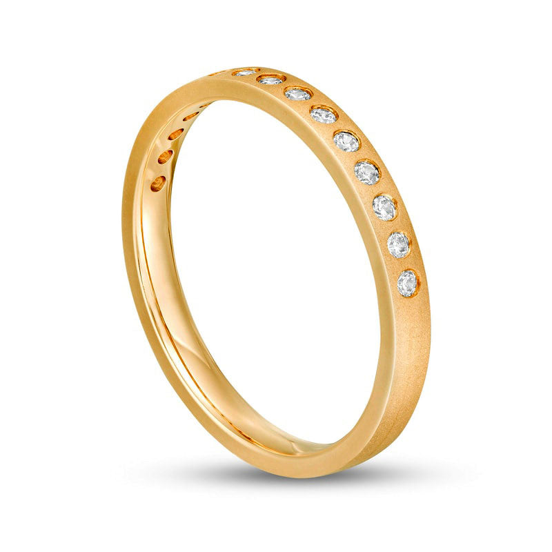 0.17 CT. T.W. Natural Diamond Satin Stackable Anniversary Band in Solid 10K Yellow Gold