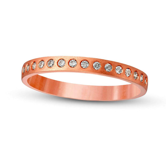 0.17 CT. T.W. Natural Diamond Satin Stackable Anniversary Band in Solid 10K Rose Gold