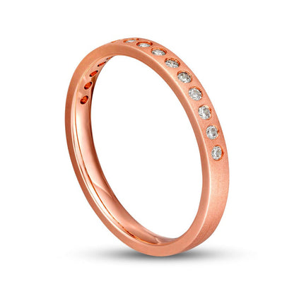 0.17 CT. T.W. Natural Diamond Satin Stackable Anniversary Band in Solid 10K Rose Gold