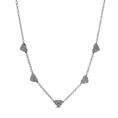 0.13 CT. T.W. Natural Diamond Heart Station Necklace in 10K White Gold - 19"