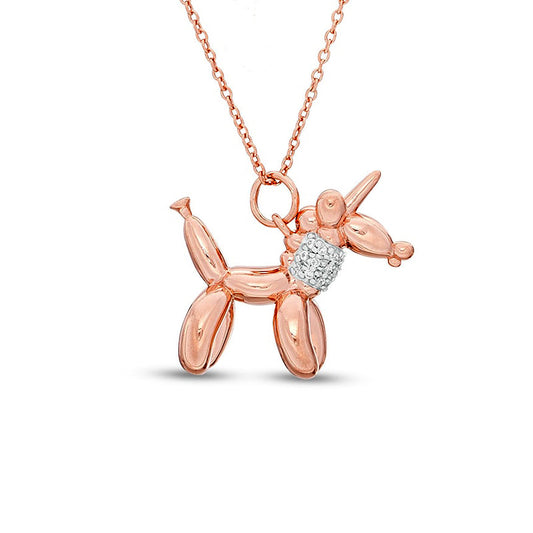 0.05 CT. T.W. Natural Diamond Balloon Unicorn Pendant in Sterling Silver with 14K Rose Gold Plate