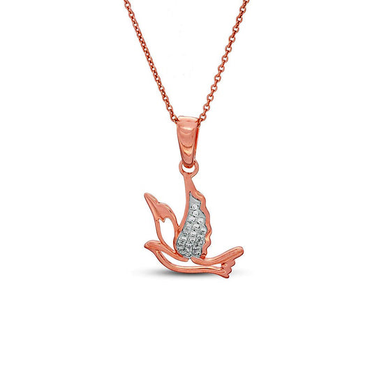 0.05 CT. T.W. Natural Diamond Flying Dove Cutout Pendant in Sterling Silver with 14K Rose Gold Plate