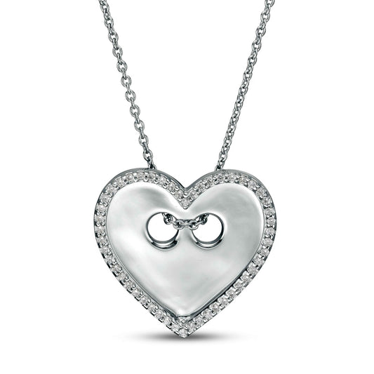 0.17 CT. T.W. Natural Diamond Heart-Shaped Button Pendant in Sterling Silver