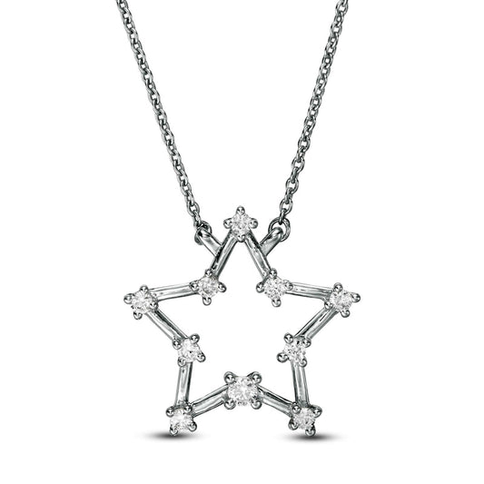 0.17 CT. T.W. Natural Diamond Star Necklace in 10K White Gold