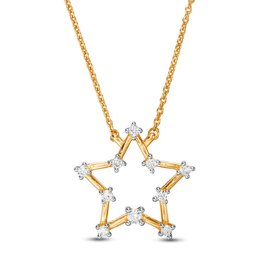 0.17 CT. T.W. Natural Diamond Star Necklace in 10K Yellow Gold