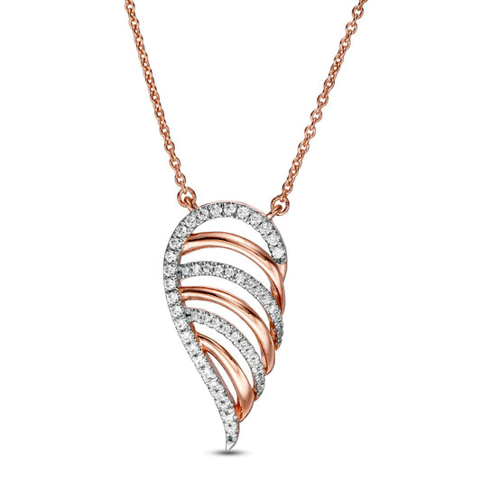 0.2 CT. T.W. Natural Diamond Multi-Row Single Wing Necklace in 10K Rose Gold