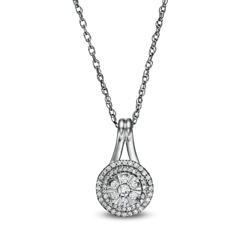 0.33 CT. T.W. Composite Natural Diamond Frame Pendant in Sterling Silver