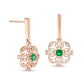 3.0mm Lab-Created Emerald and 0.05 CT. T.W. Diamond Filigree Clover Drop Earrings in 10K Rose Gold