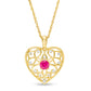 4.0mm Lab-Created Ruby and 0.05 CT. T.W. Diamond Filigree Heart Pendant in 10K Yellow Gold