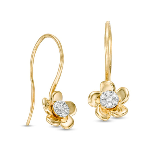 0.1 CT. T.W. Composite Diamond Flower Drop Earrings in 10K Gold