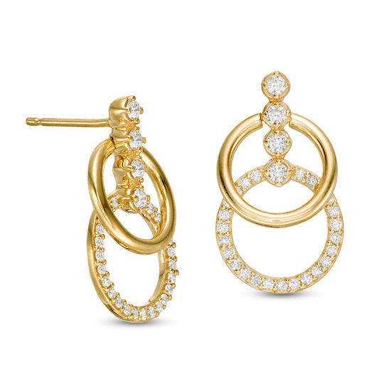 0.63 CT. T.W. Diamond Double Doorknocker Drop Earrings in 10K Gold