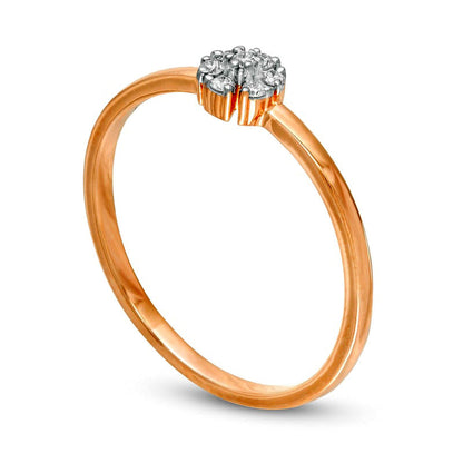 0.07 CT. T.W. Natural Diamond Pinwheel Promise Ring in Solid 10K Rose Gold