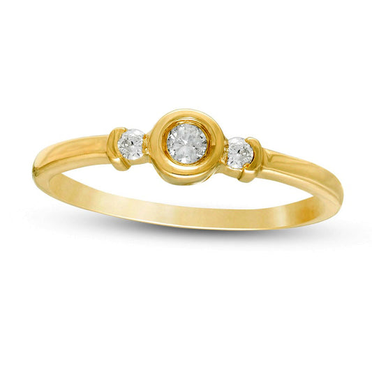 0.13 CT. T.W. Natural Diamond Collar Three Stone Promise Ring in Solid 10K Yellow Gold