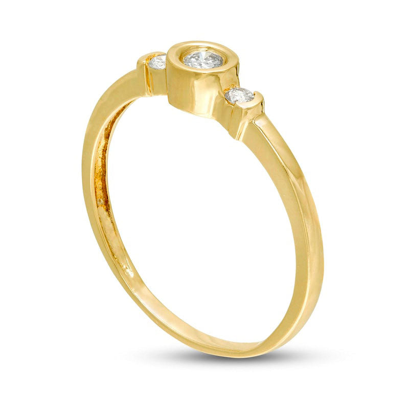 0.13 CT. T.W. Natural Diamond Collar Three Stone Promise Ring in Solid 10K Yellow Gold