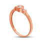 0.13 CT. T.W. Natural Diamond Collar Three Stone Promise Ring in Solid 10K Rose Gold