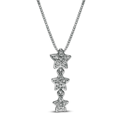 0.07 CT. T.W. Natural Diamond Graduated Triple Star Pendant in Sterling Silver