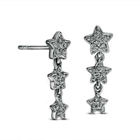0.13 CT. T.W. Diamond Graduated Three Star Drop Earrings in Sterling Silver