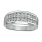 Men's 0.75 CT. T.W. Natural Diamond Double Row Channel-Set Anniversary Band in Solid 10K White Gold