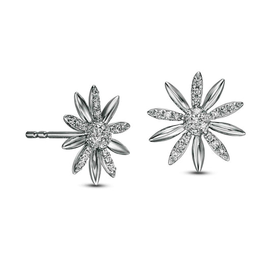 0.17 CT. T.W. Flower Stud Earrings in 10K White Gold