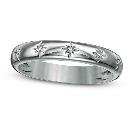Natural Diamond Accent North Star Band in Solid 10K White Gold