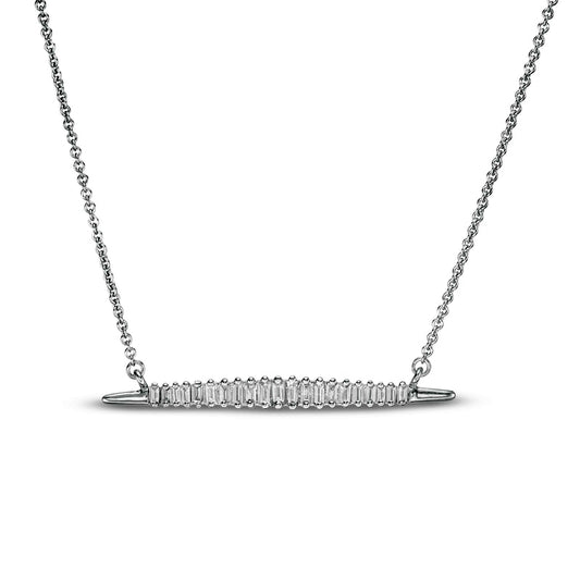 0.25 CT. T.W. Baguette Natural Diamond Horizontal Bar Necklace in 10K White Gold
