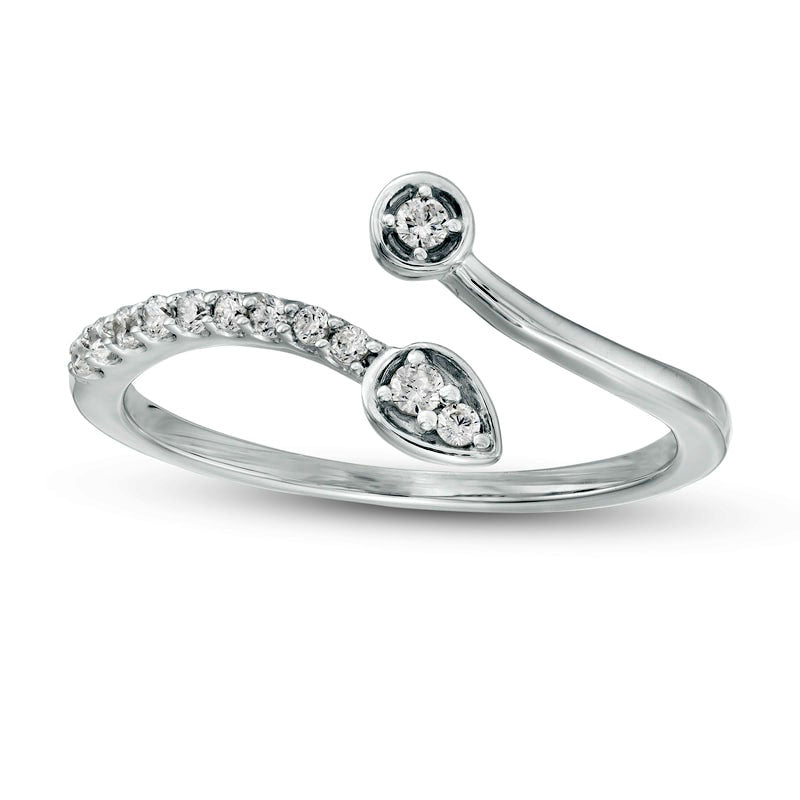 0.13 CT. T.W. Natural Diamond Teardrop and Circle Open Wrap Ring in Sterling Silver