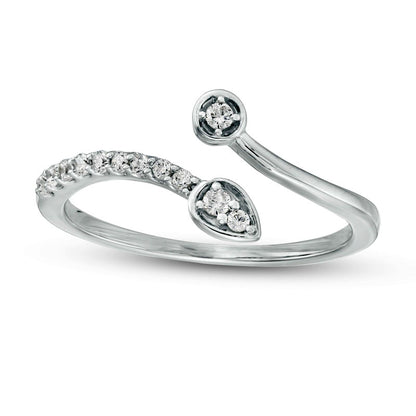 0.13 CT. T.W. Natural Diamond Teardrop and Circle Open Wrap Ring in Sterling Silver