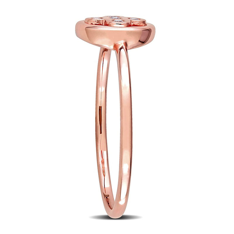 0.05 CT. T.W. Natural Diamond Clover Ring in Solid 10K Rose Gold