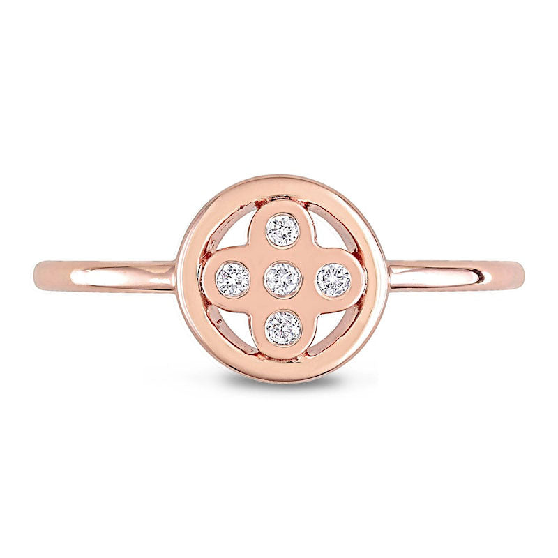 0.05 CT. T.W. Natural Diamond Clover Ring in Solid 10K Rose Gold