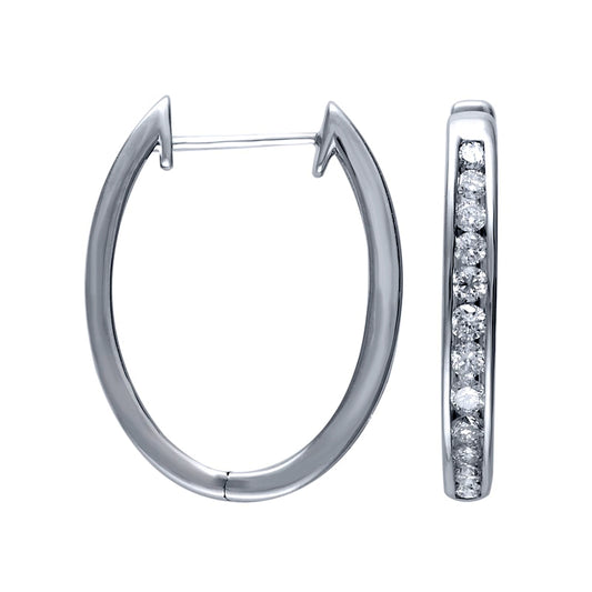 0.5 CT. T.W. Diamond Huggie Hoop Earrings in 10K White Gold