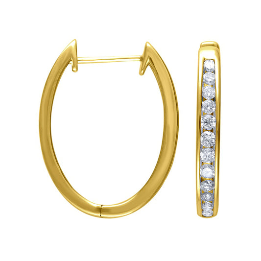 0.5 CT. T.W. Diamond Huggie Hoop Earrings in 10K Gold
