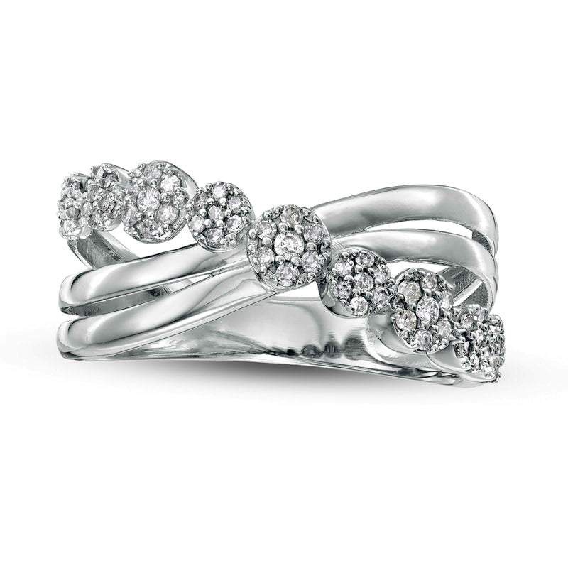 0.25 CT. T.W. Composite Natural Diamond Criss-Cross Split Shank Ring in Solid 10K White Gold