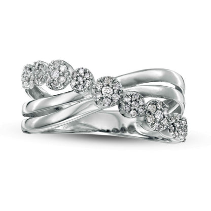 0.25 CT. T.W. Composite Natural Diamond Criss-Cross Split Shank Ring in Solid 10K White Gold