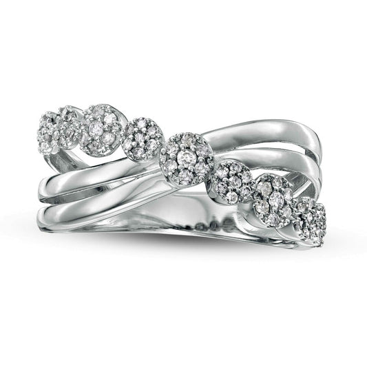 0.25 CT. T.W. Composite Natural Diamond Criss-Cross Split Shank Ring in Solid 10K White Gold