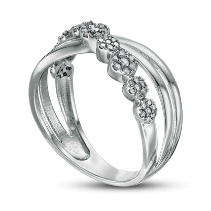 0.25 CT. T.W. Composite Natural Diamond Criss-Cross Split Shank Ring in Solid 10K White Gold