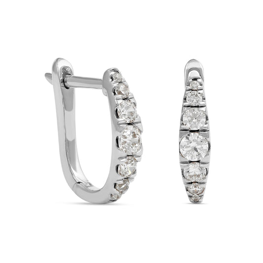 0.5 CT. T.W. Journey Diamond Hoop Earrings in 14K White Gold