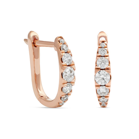 0.5 CT. T.W. Journey Diamond Hoop Earrings in 14K Rose Gold