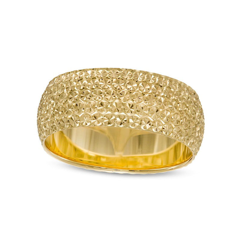 8.0mm Natural Diamond-Cut Multi-Row Dome Band in Solid 10K Yellow Gold - Size 7