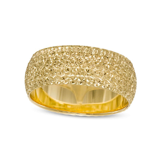 8.0mm Natural Diamond-Cut Multi-Row Dome Band in Solid 10K Yellow Gold - Size 7