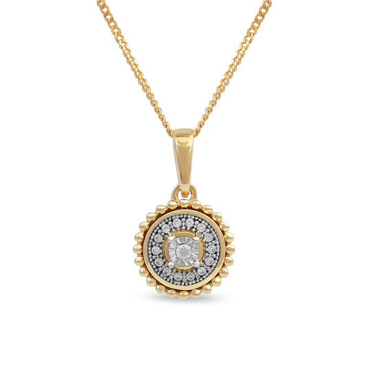 0.05 CT. T.W. Natural Diamond Bead Frame Pendant in 10K Yellow Gold