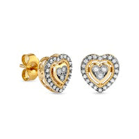 0.1 CT. T.W. Composite Diamond Heart Frame Stud Earrings in Sterling Silver with 14K Gold Plate