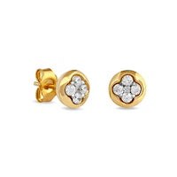 0.25 CT. T.W. Composite Diamond Clover Stud Earrings in Sterling Silver with 14K Gold Plate
